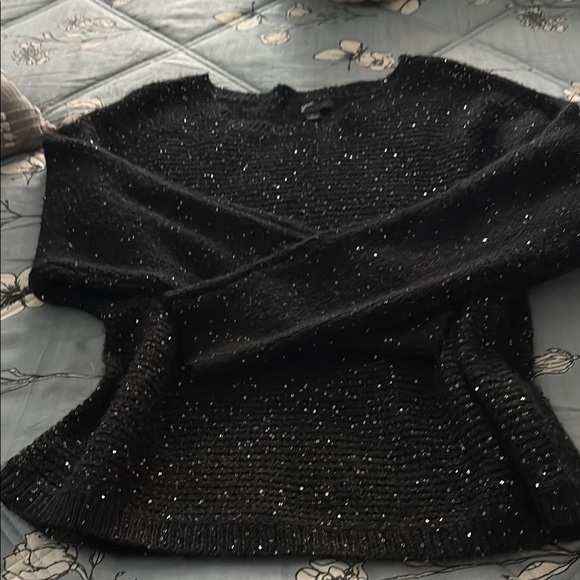 Black Sparkle Funnel Shape Women's Sweater Size L - Picture 2 of 4